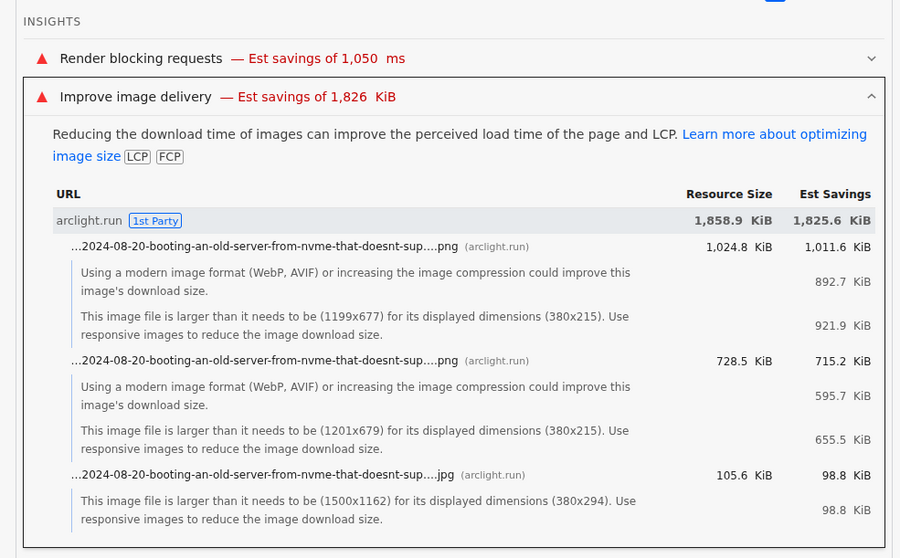 Image performance problems screenshot 1