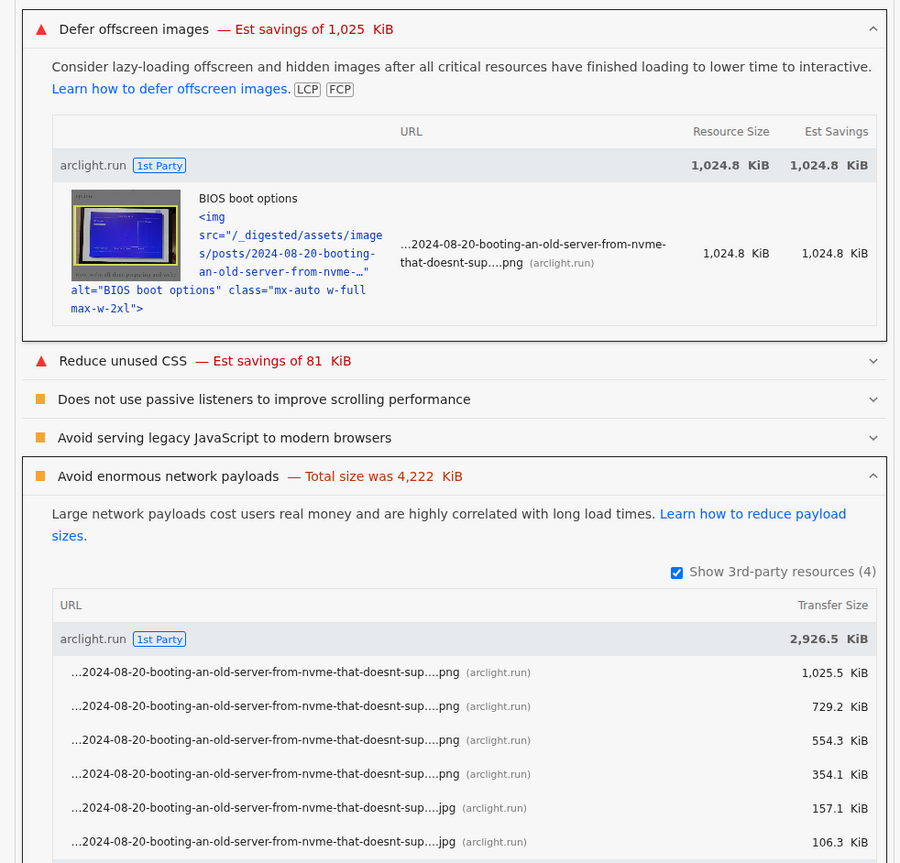 Image performance problems screenshot 2