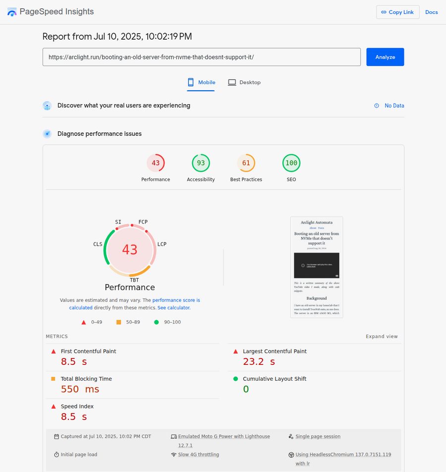 YouTube embed performance problems